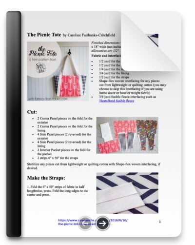 PICNIC TOTE SEWING PATTERN